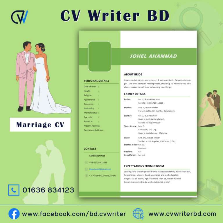 resume format for marriage purpose