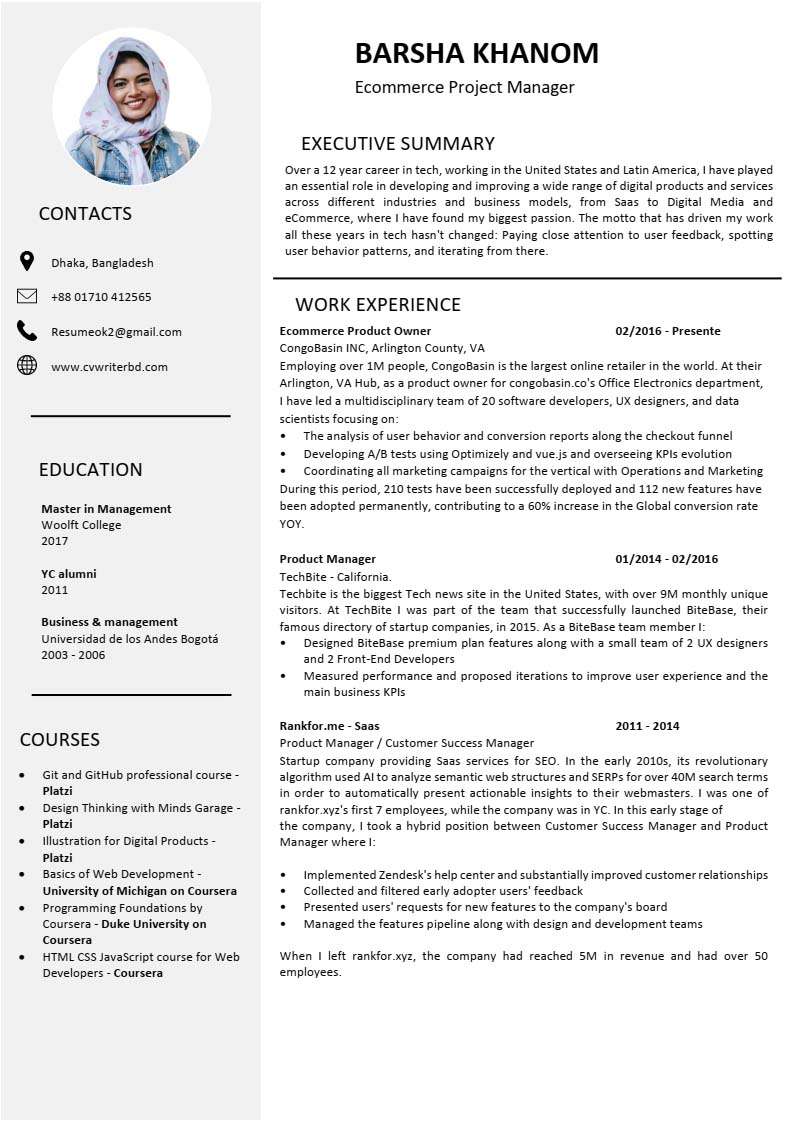 Resume Template – Cv Writer Bd