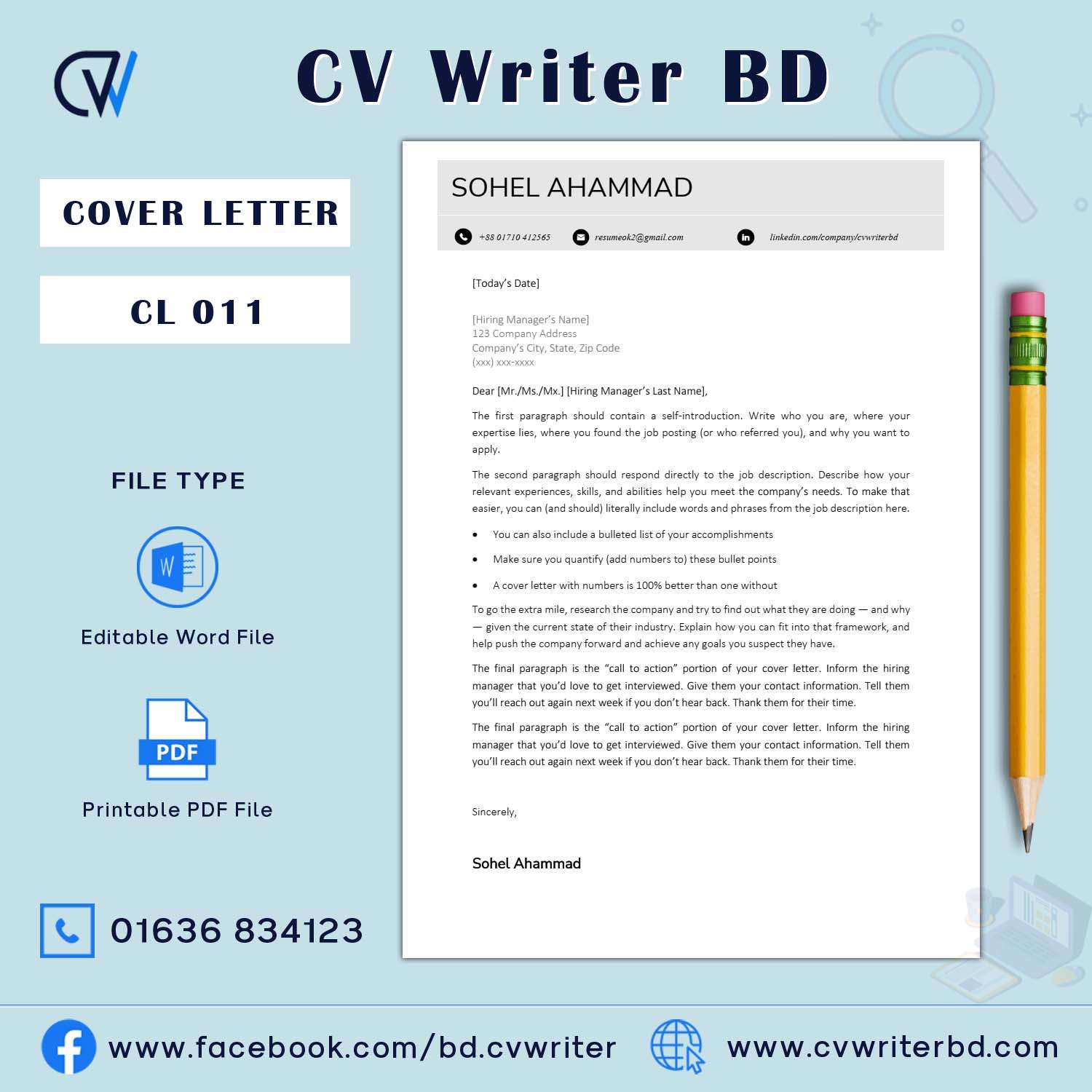 cover letter for cv bd